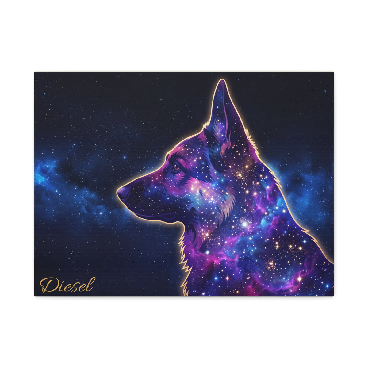 German Shepherd Personalized Canvas | Galaxy Silhouette Wall Art