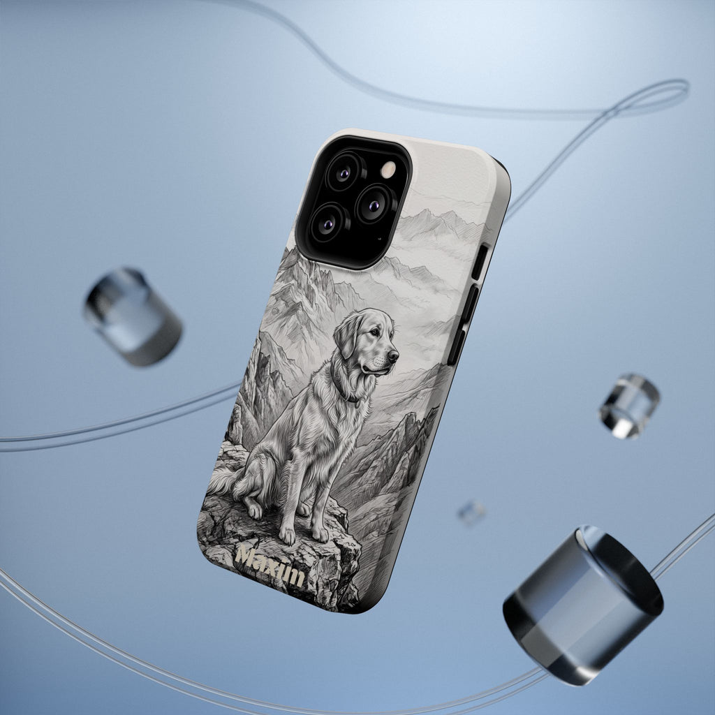 Personalized Golden Retriever Mountain Peak Phone Case — Wireless Charging Cover