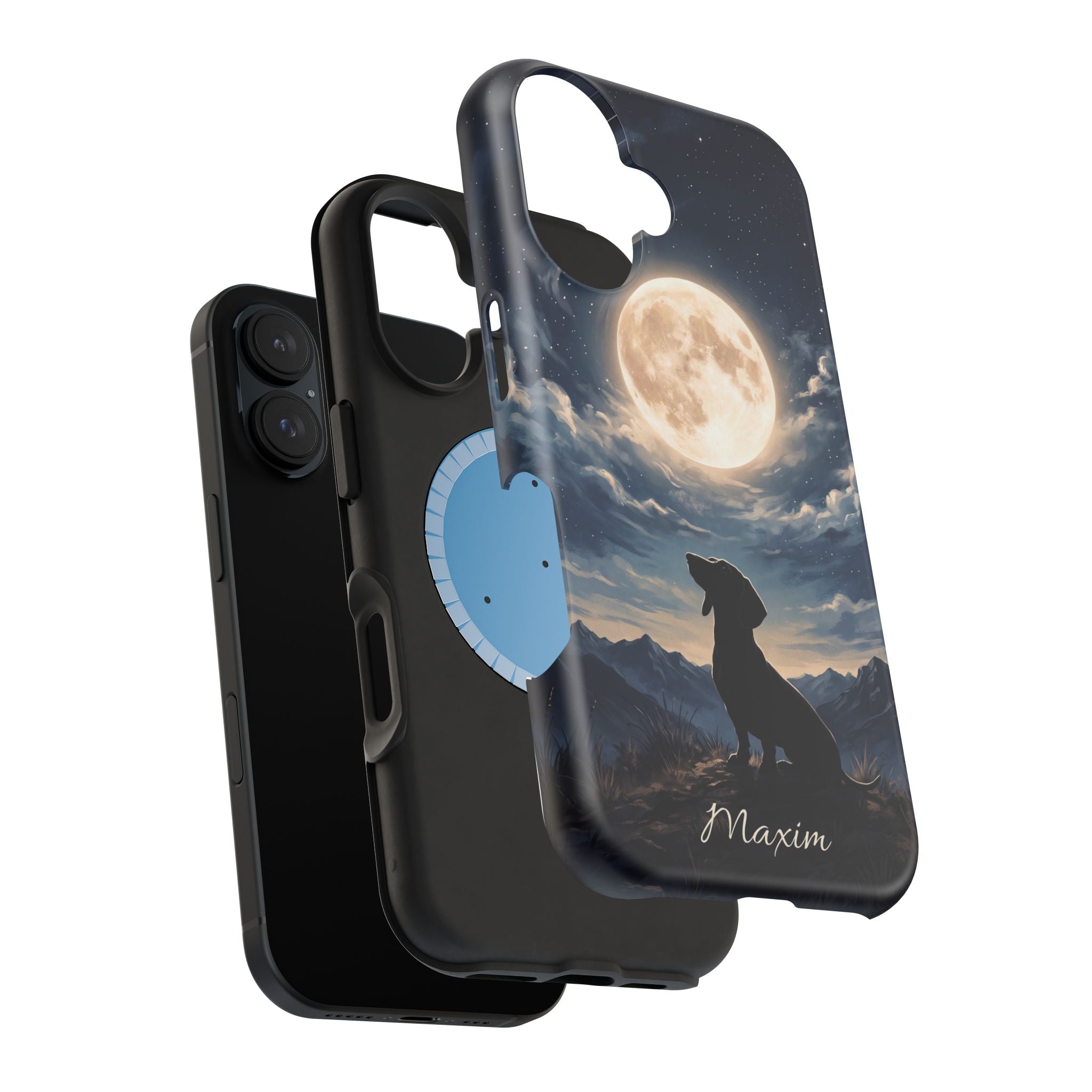 Personalized Dachshund Moonlight Phone Case — Wireless Charging Cover