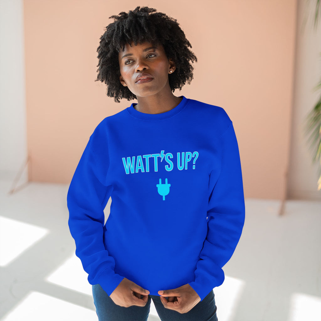 Watt's Up Electrician Sweatshirt | Funny Electrician Gift Crewneck