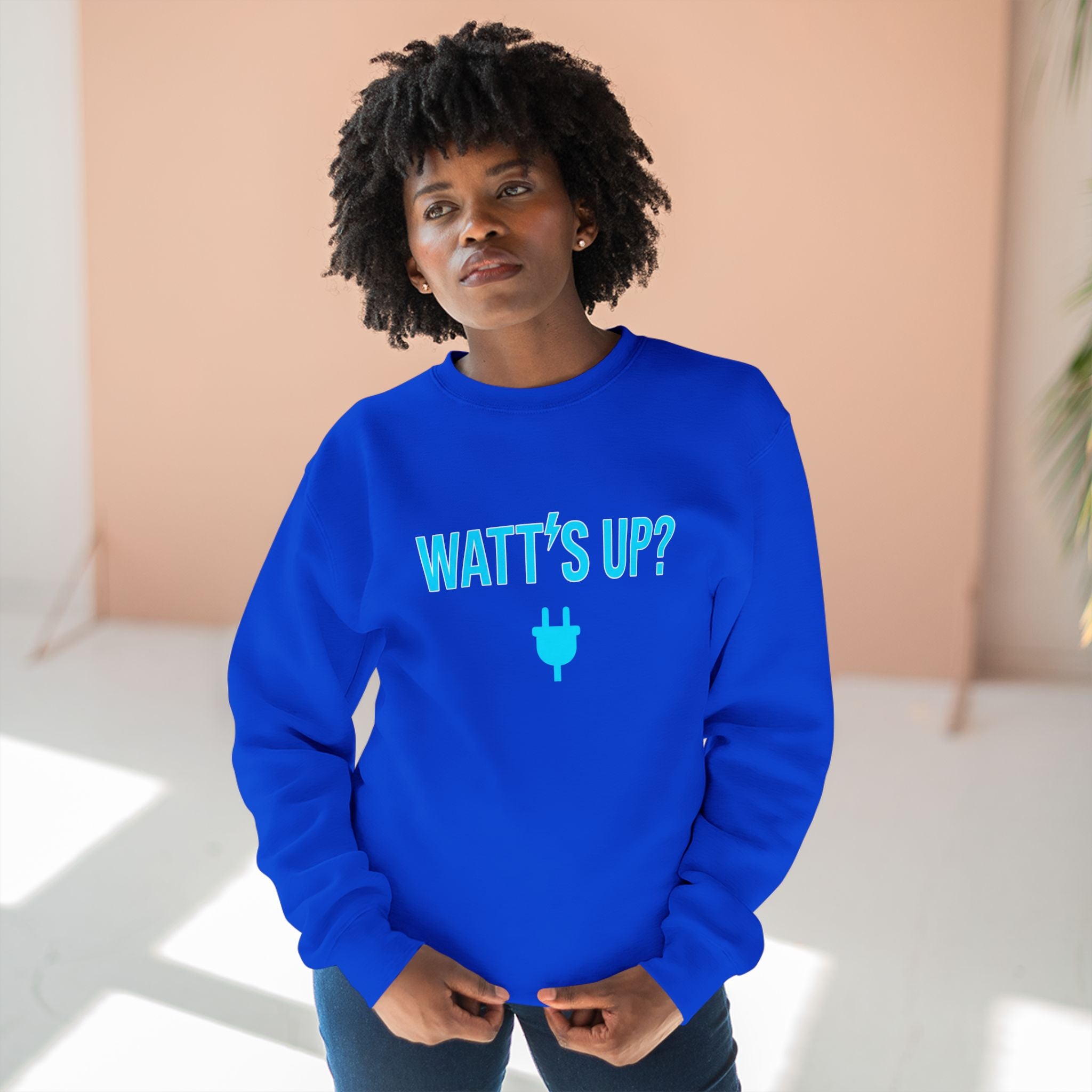 Watt's Up Electrician Sweatshirt | Funny Electrician Gift Crewneck