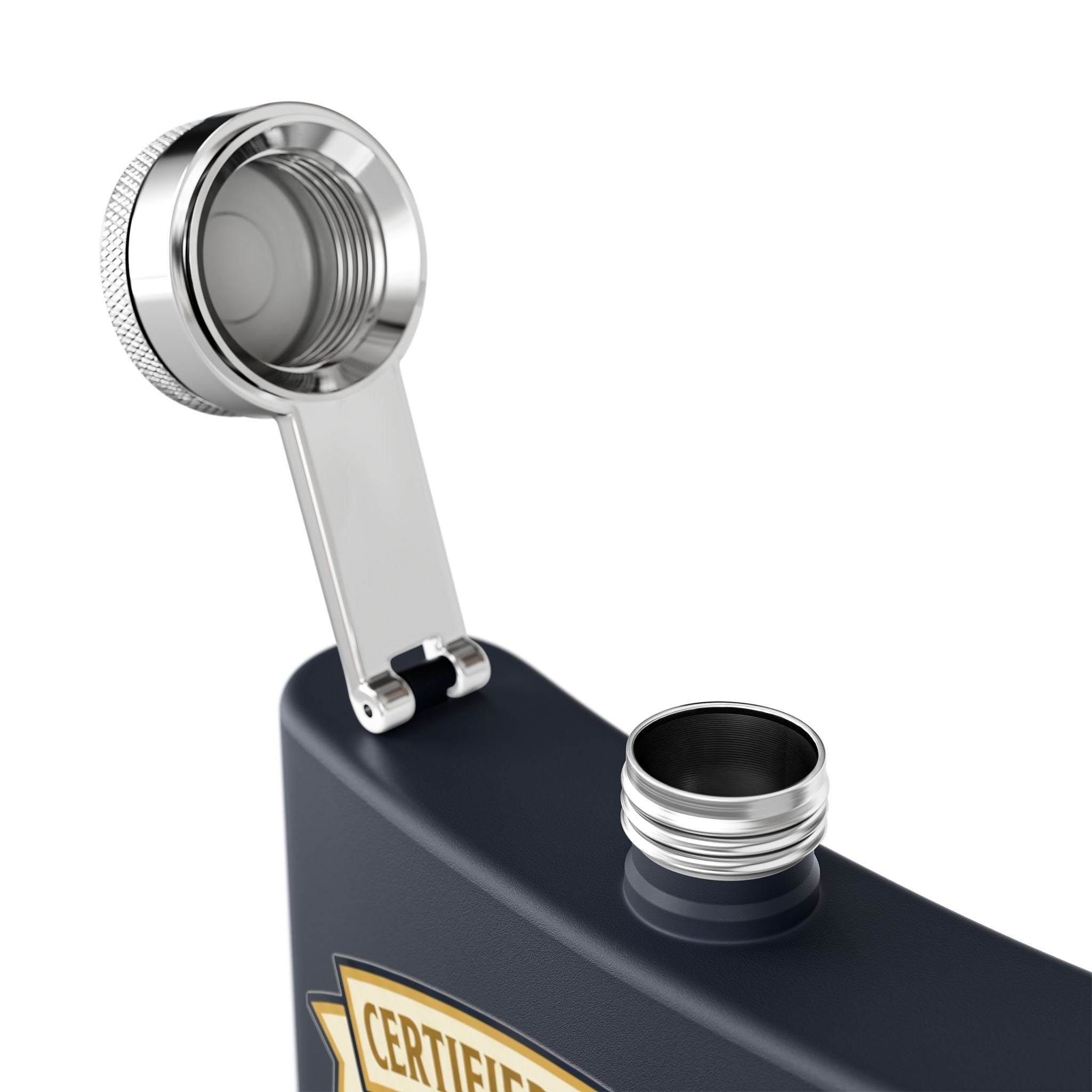 Flask — "Certified Journeyman: Powering Through" 6oz Stainless Steel Hip Flask
