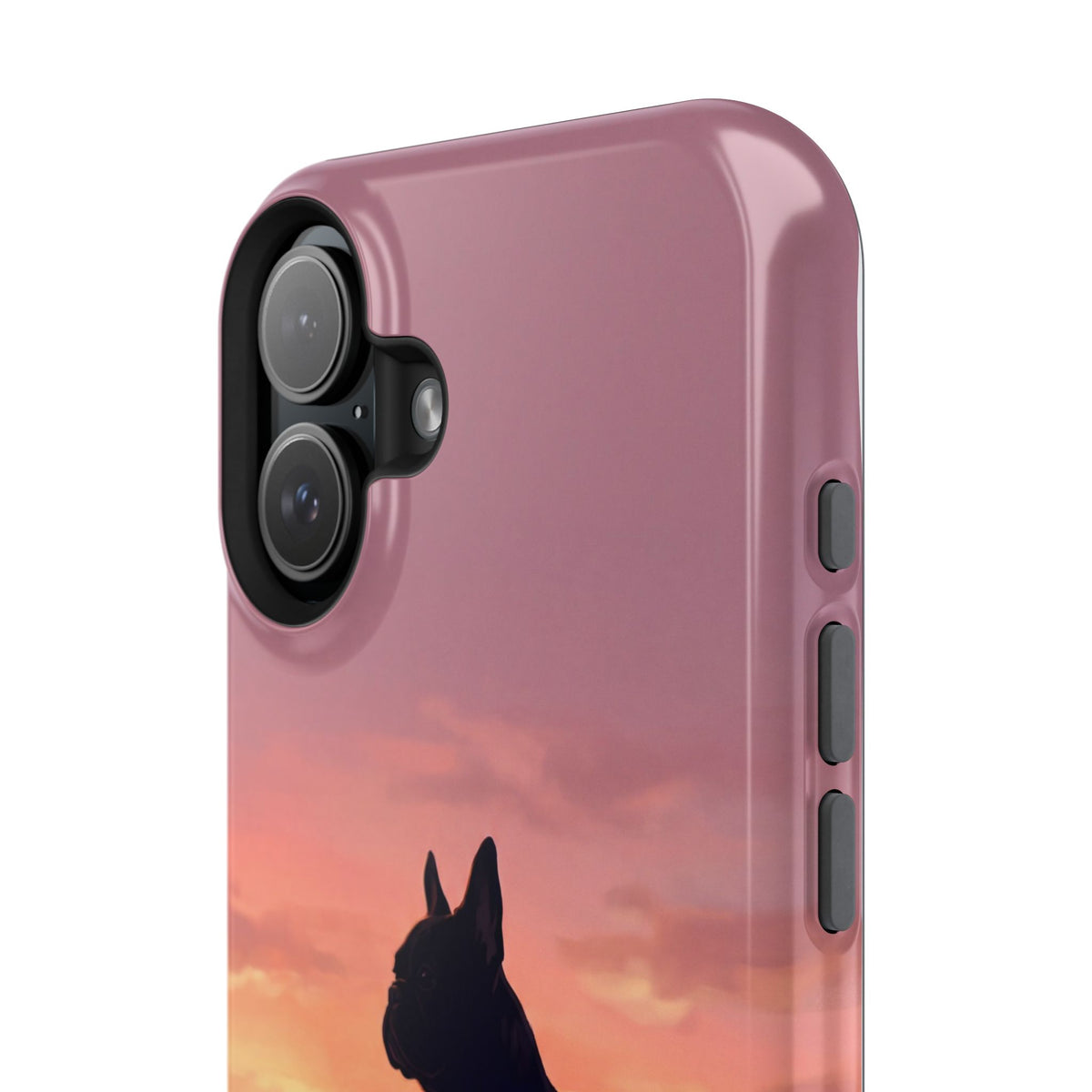 Personalized French Bulldog City Skyline Sunset Phone Case — Wireless Charging Cover