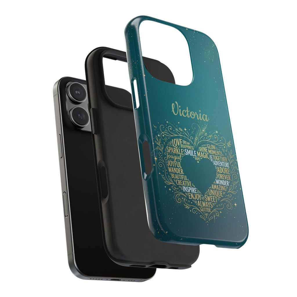 Personalized Teacher Phone Case — Custom Name Heart Word Art Design