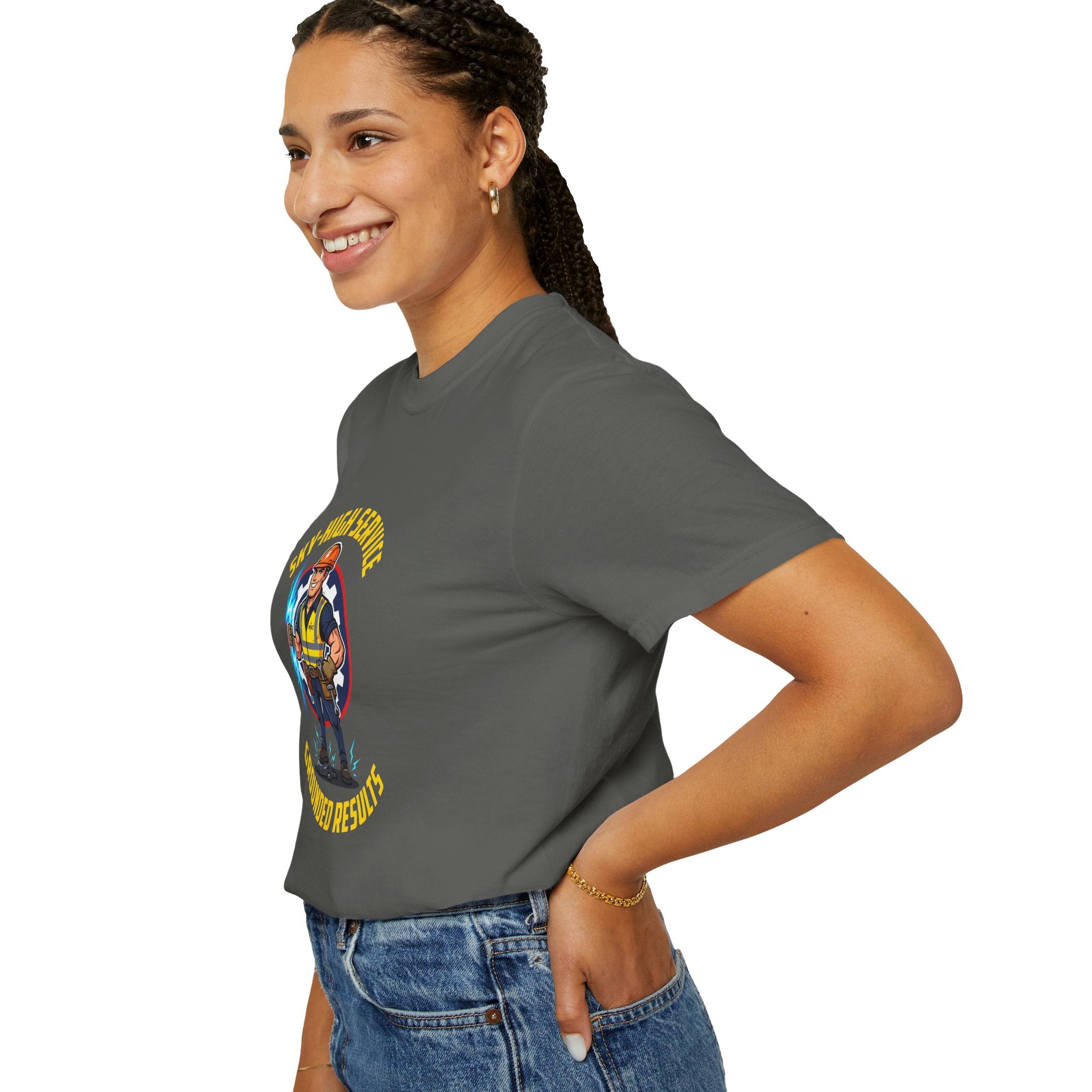 Sky-High Service Grounded Results Electrician T-Shirt