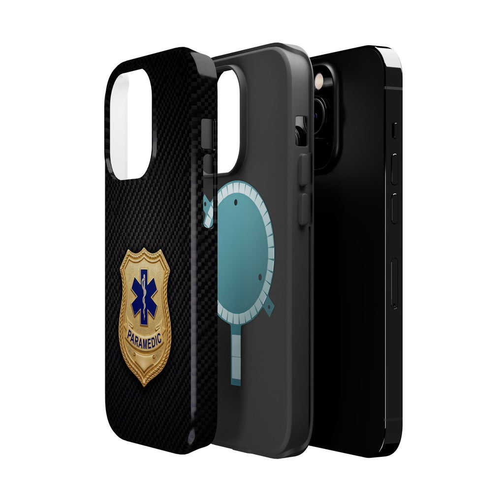 Gold Paramedic Badge Black Phone Case — Magnetic Wireless Charging Cover