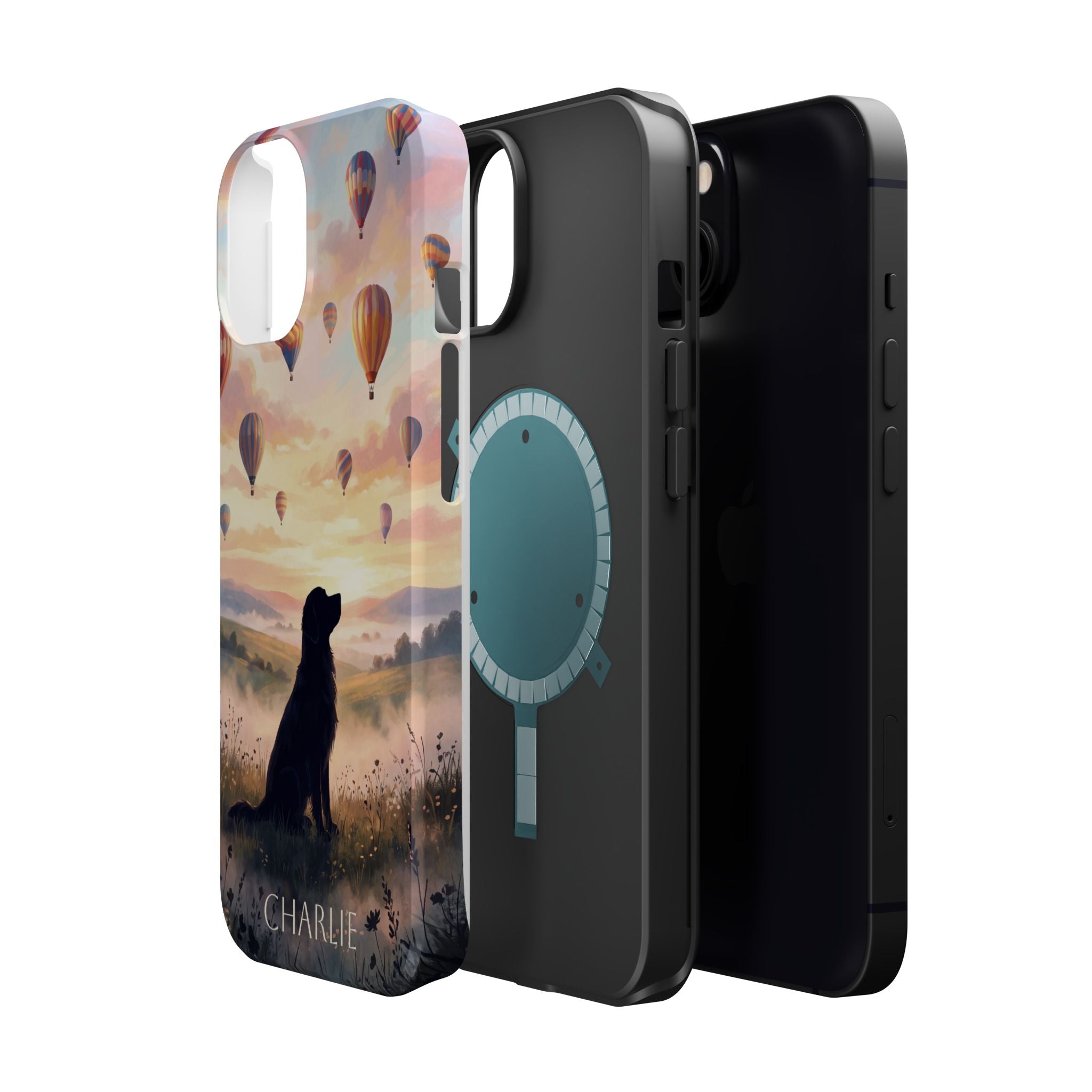 Personalized Golden Retriever Hot Air Balloon Phone Case — Wireless Charging Cover