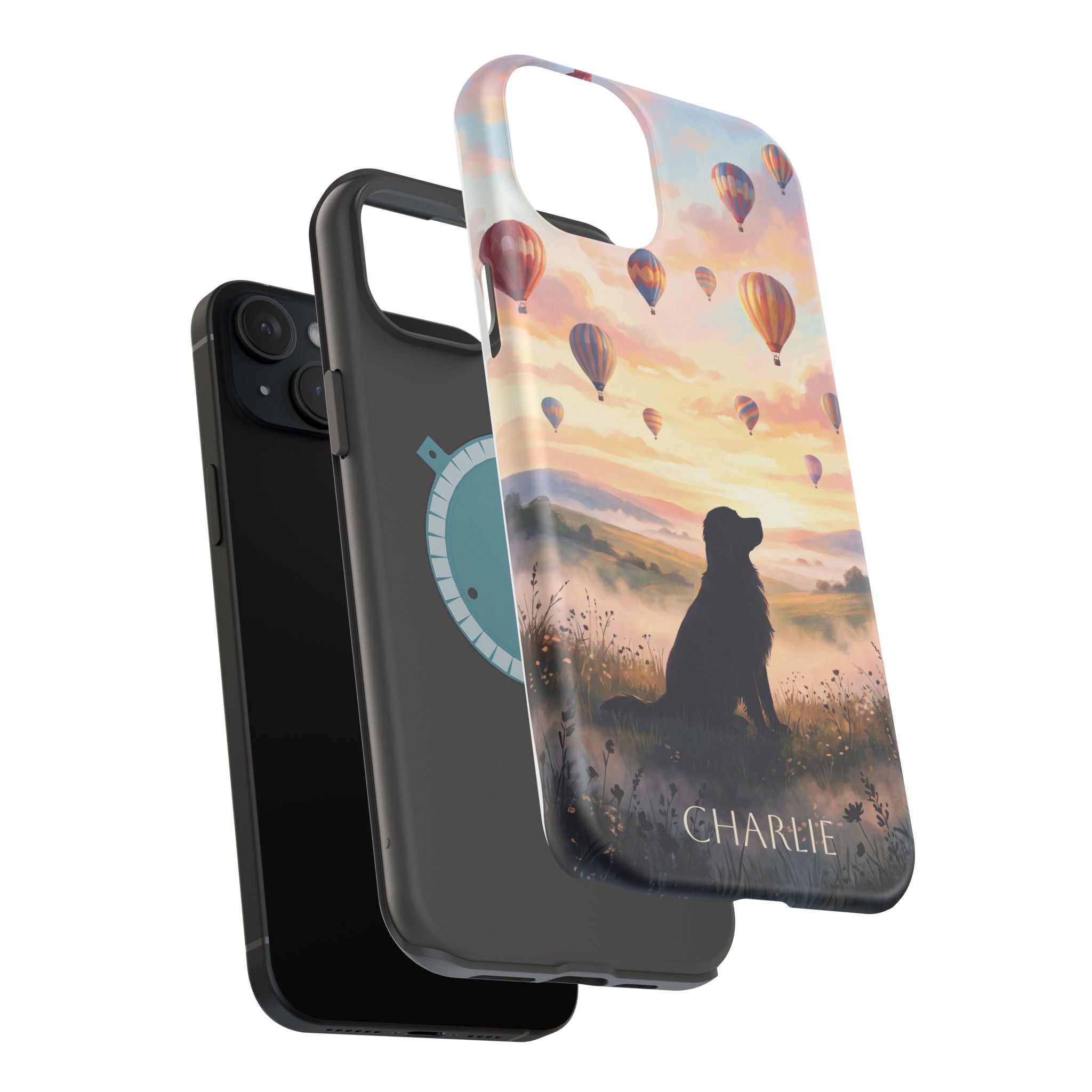 Personalized Golden Retriever Hot Air Balloon Phone Case — Wireless Charging Cover