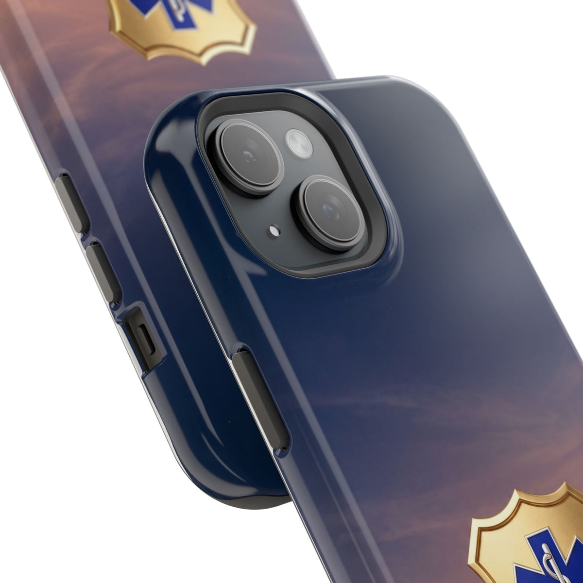 Gold Paramedic Badge Sunset Sky Phone Case — Magnetic Wireless Charging Cover