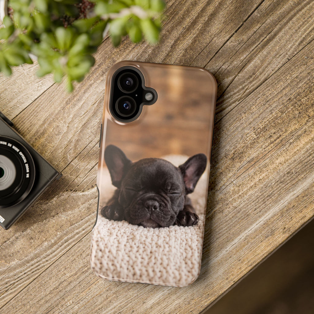Sleepy French Bulldog Phone Case — Impact-Resistant Wireless Charging Cover