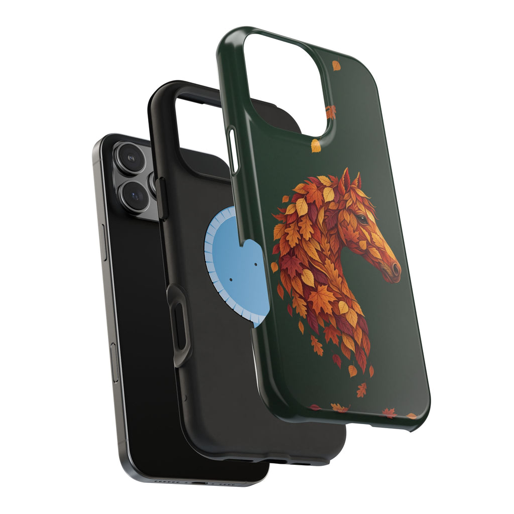Autumn Leaves Horse Phone Case — Tough Magnetic Case with Wireless Charging