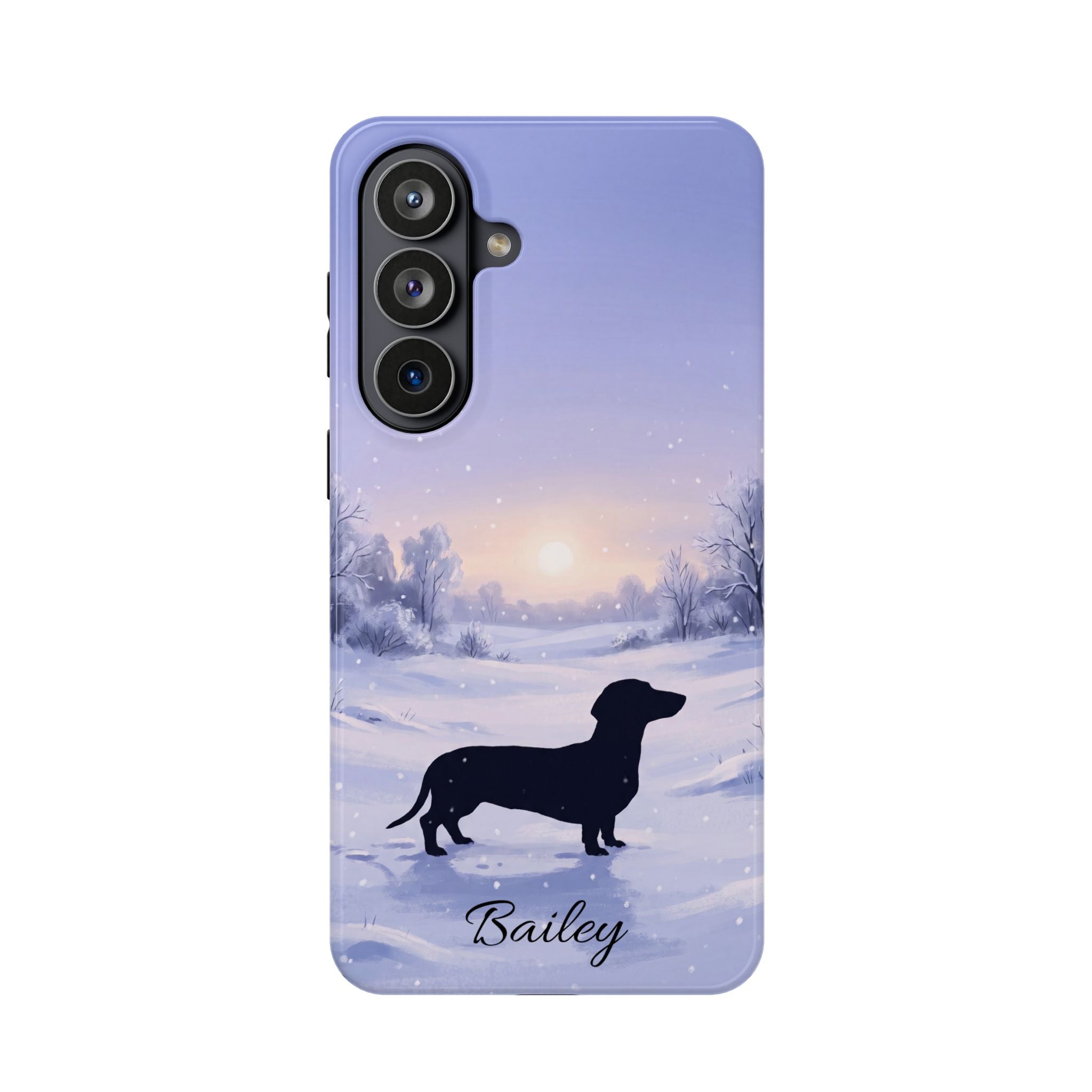 Personalized Dachshund Winter Snow Phone Case — Wireless Charging Cover