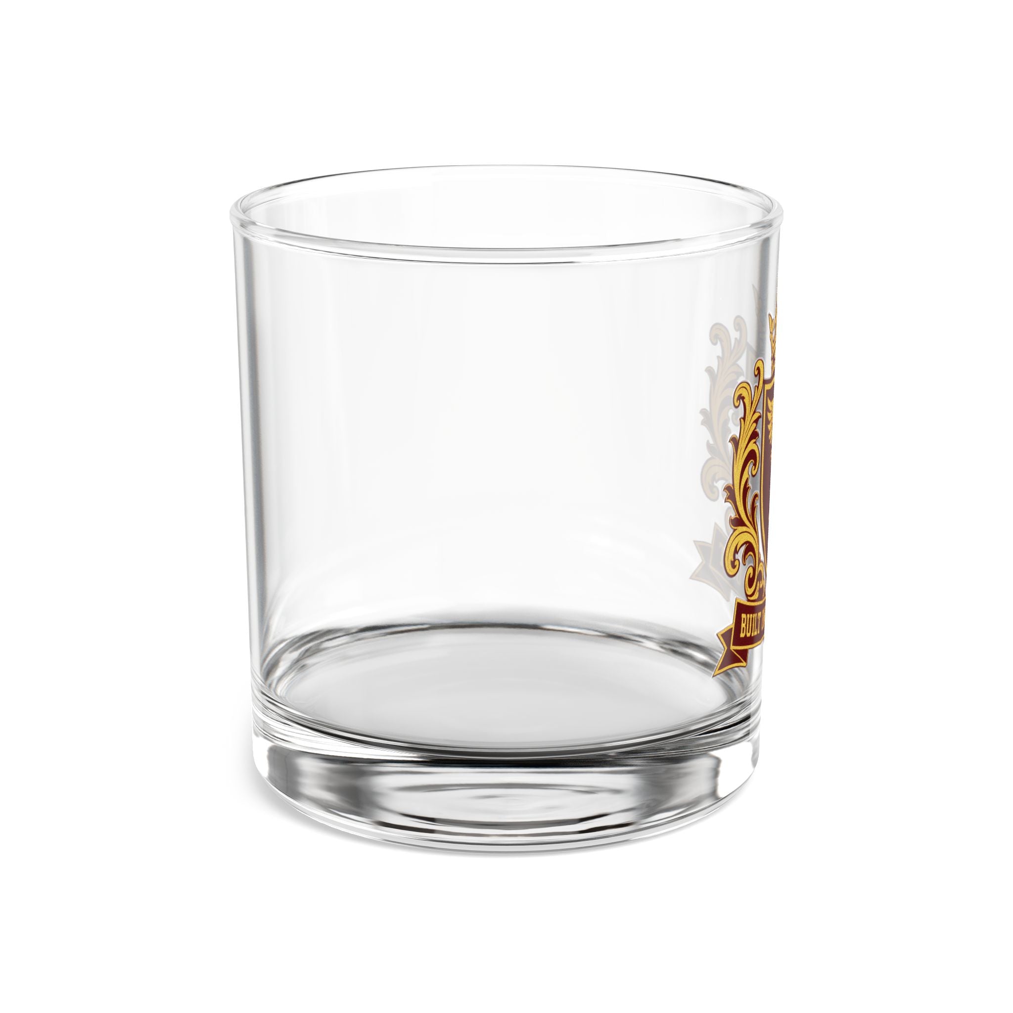 Built On Voltage & Grit Crest Rocks Glass 10oz — Burgundy & Gold Electrician Glass