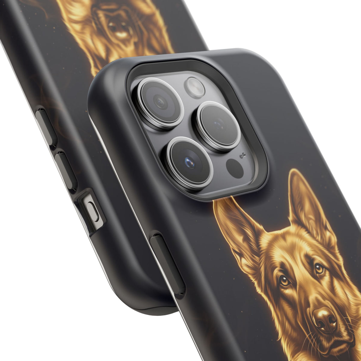 German Shepherd Phone Case | Personalized Gold Glow Art — Tough Magnetic Case with Wireless Charging