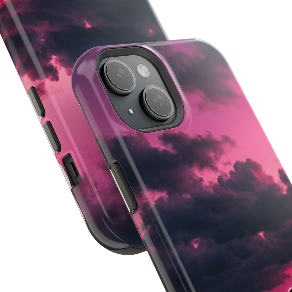 Pink Sky Paw Print Phone Case — Impact-Resistant Wireless Charging Cover