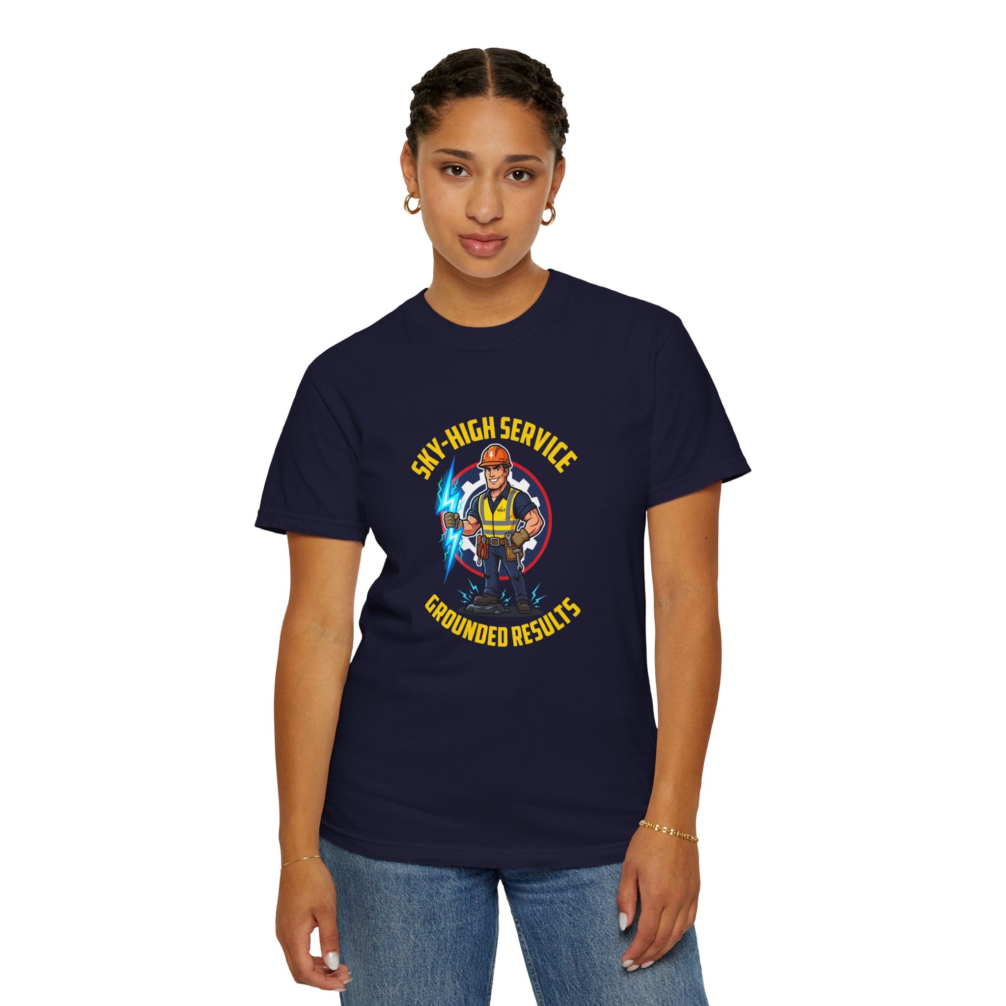 Sky-High Service Grounded Results Electrician T-Shirt