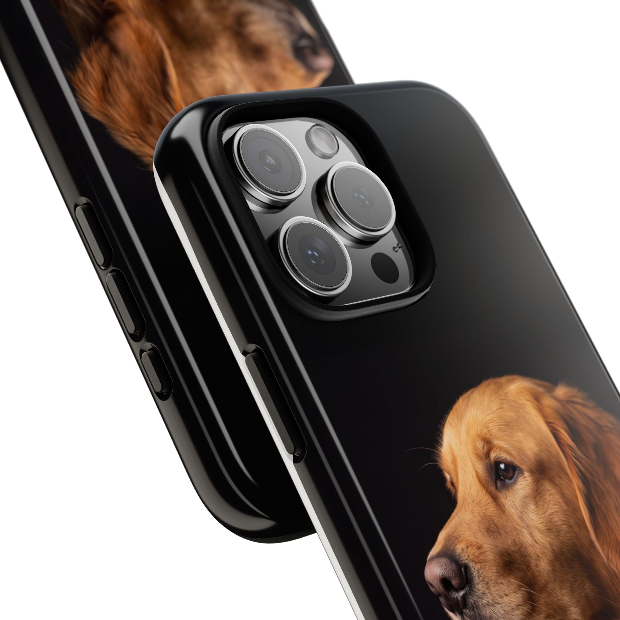 Golden Retriever Portrait Phone Case | Realistic Dog Photo on Black Background | iPhone & Samsung