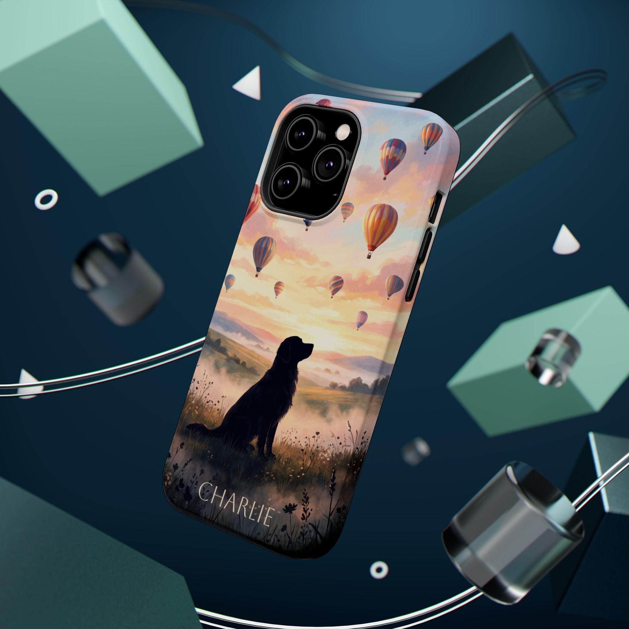 Personalized Golden Retriever Hot Air Balloon Phone Case — Wireless Charging Cover