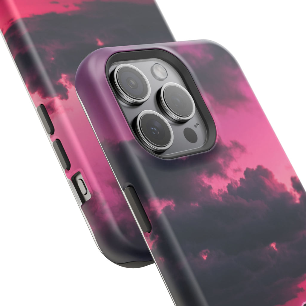 Pink Sky Paw Print Phone Case — Impact-Resistant Wireless Charging Cover