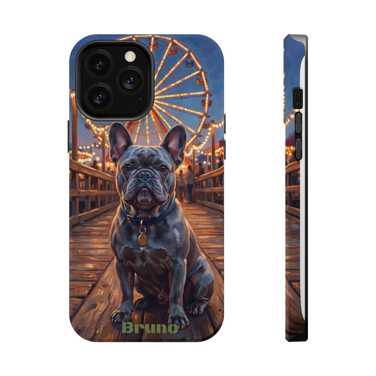 Personalized French Bulldog Pier Lights Phone Case — Wireless Charging Cover