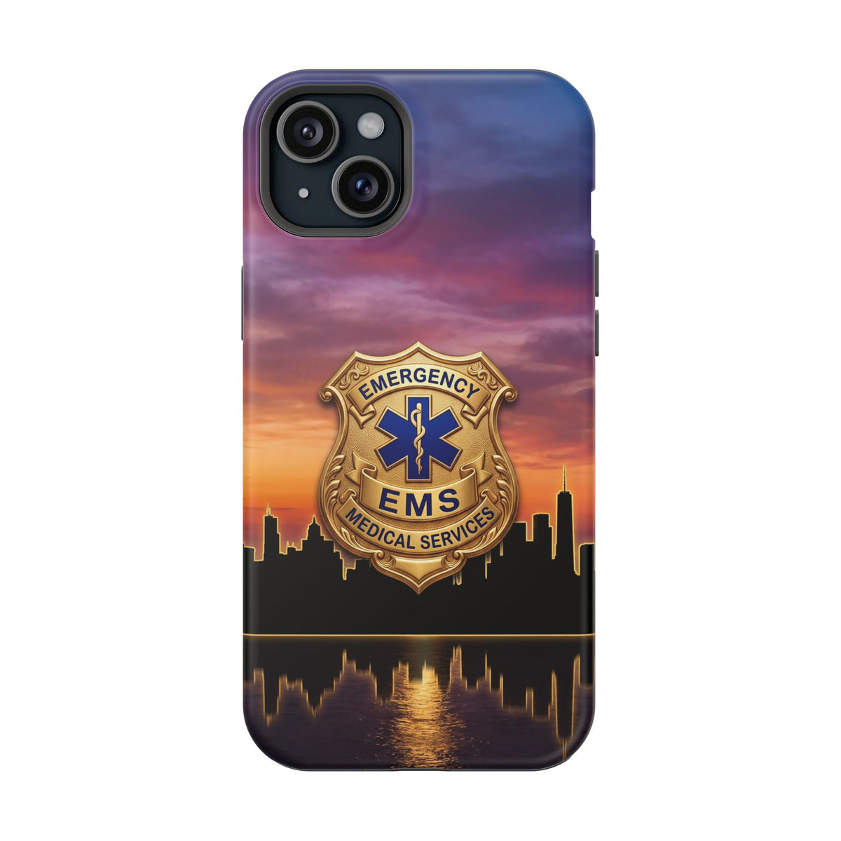EMS Badge Sunset Skyline Phone Case — Magnetic Wireless Charging Cover