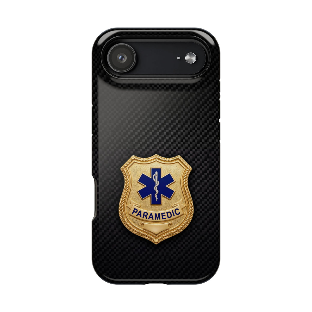 Gold Paramedic Badge Black Phone Case — Magnetic Wireless Charging Cover
