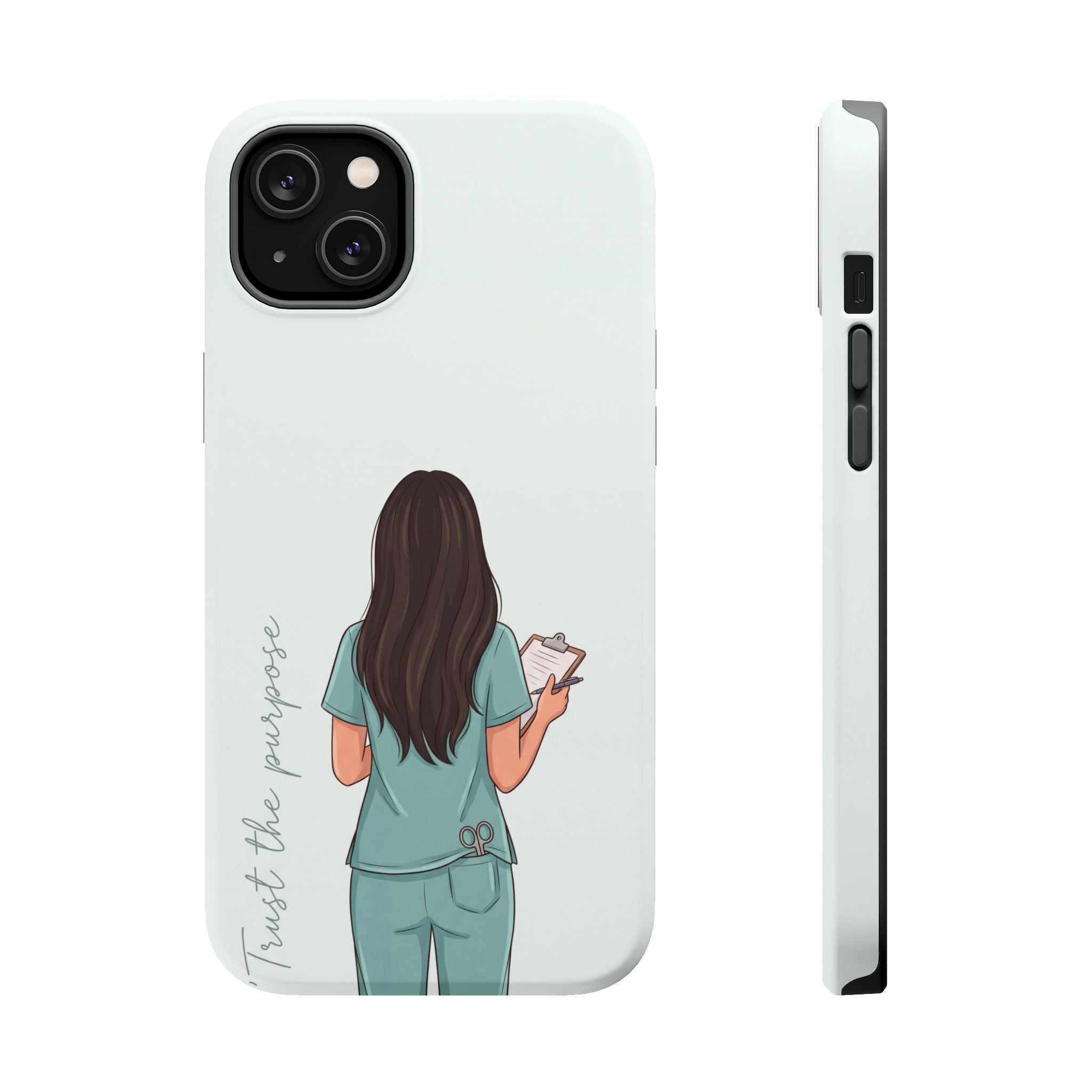 Nurse Illustration Phone Case — Impact-Resistant Wireless Charging Cover