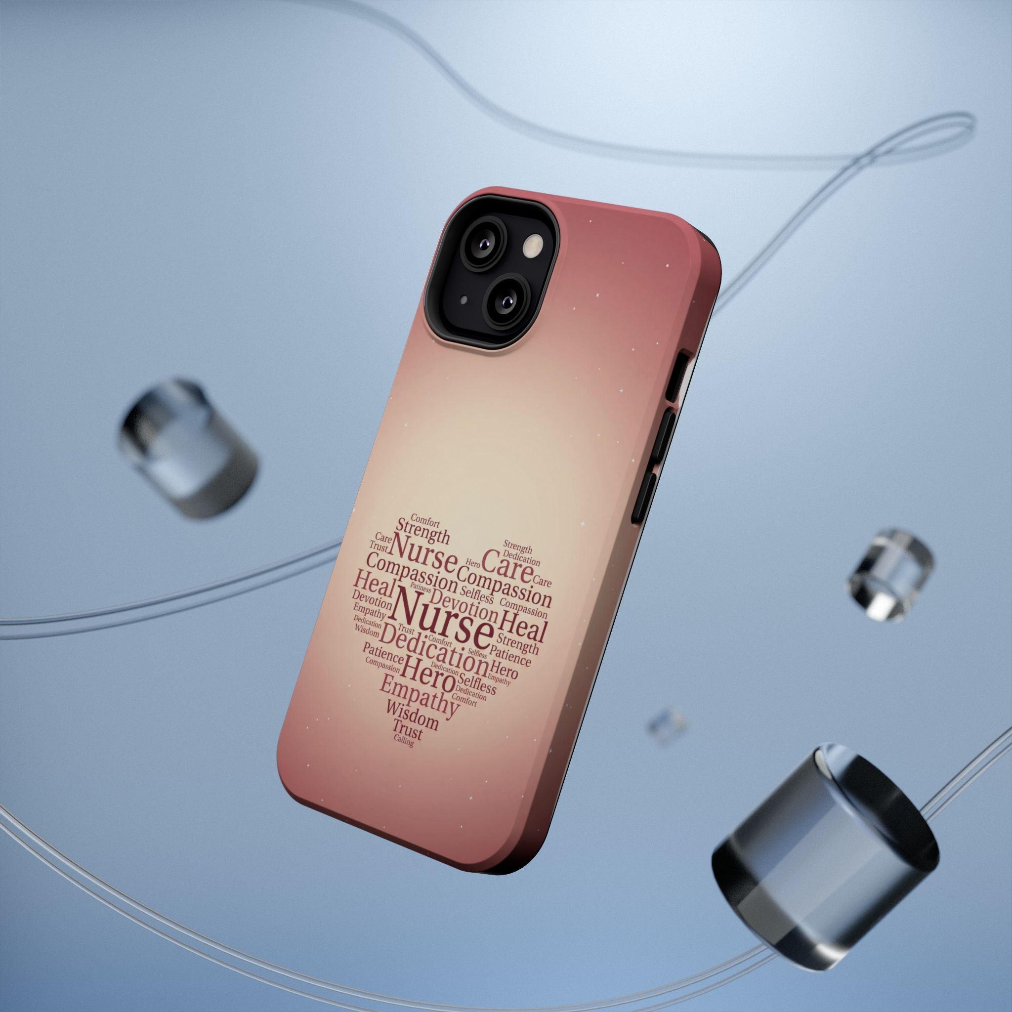 Nurse Heart Word Art Phone Case — Impact-Resistant Wireless Charging Cover