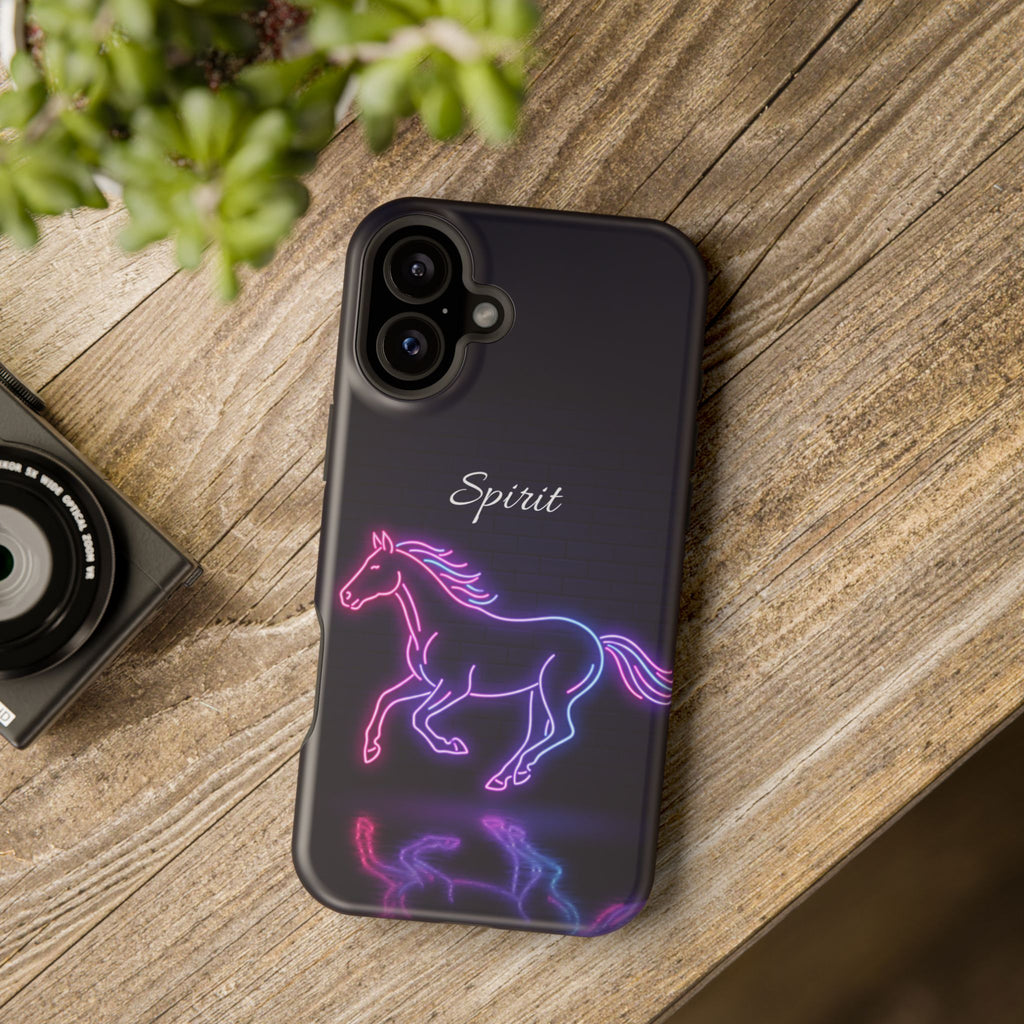 Personalized Neon Glow Horse Phone Case — Tough Magnetic Case with Wireless Charging