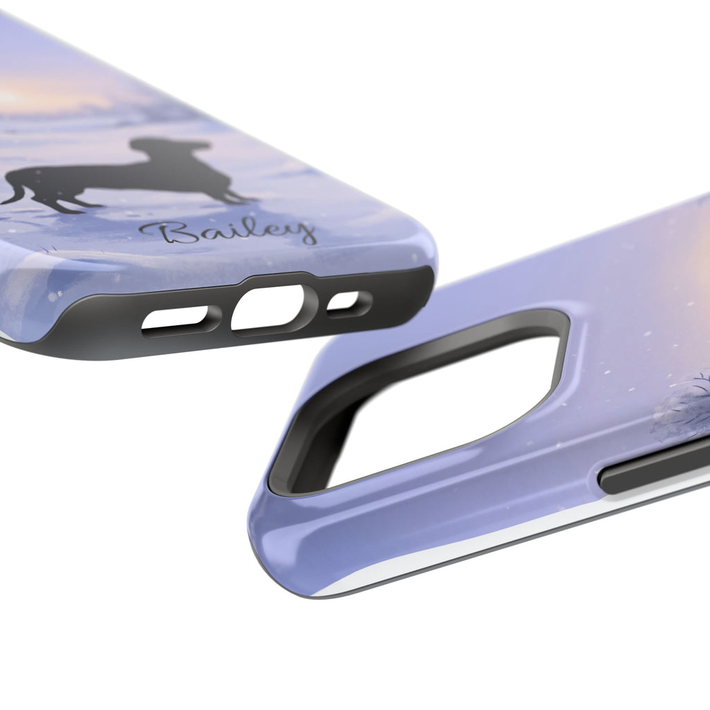 Personalized Dachshund Winter Snow Phone Case — Wireless Charging Cover