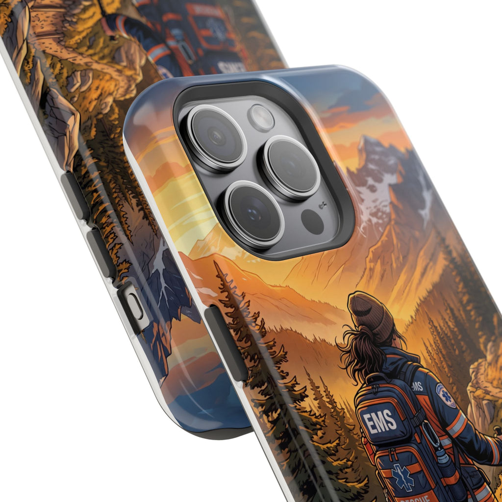 Paramedic/EMT Mountain Phone Case — Magnetic Wireless Charging Cover