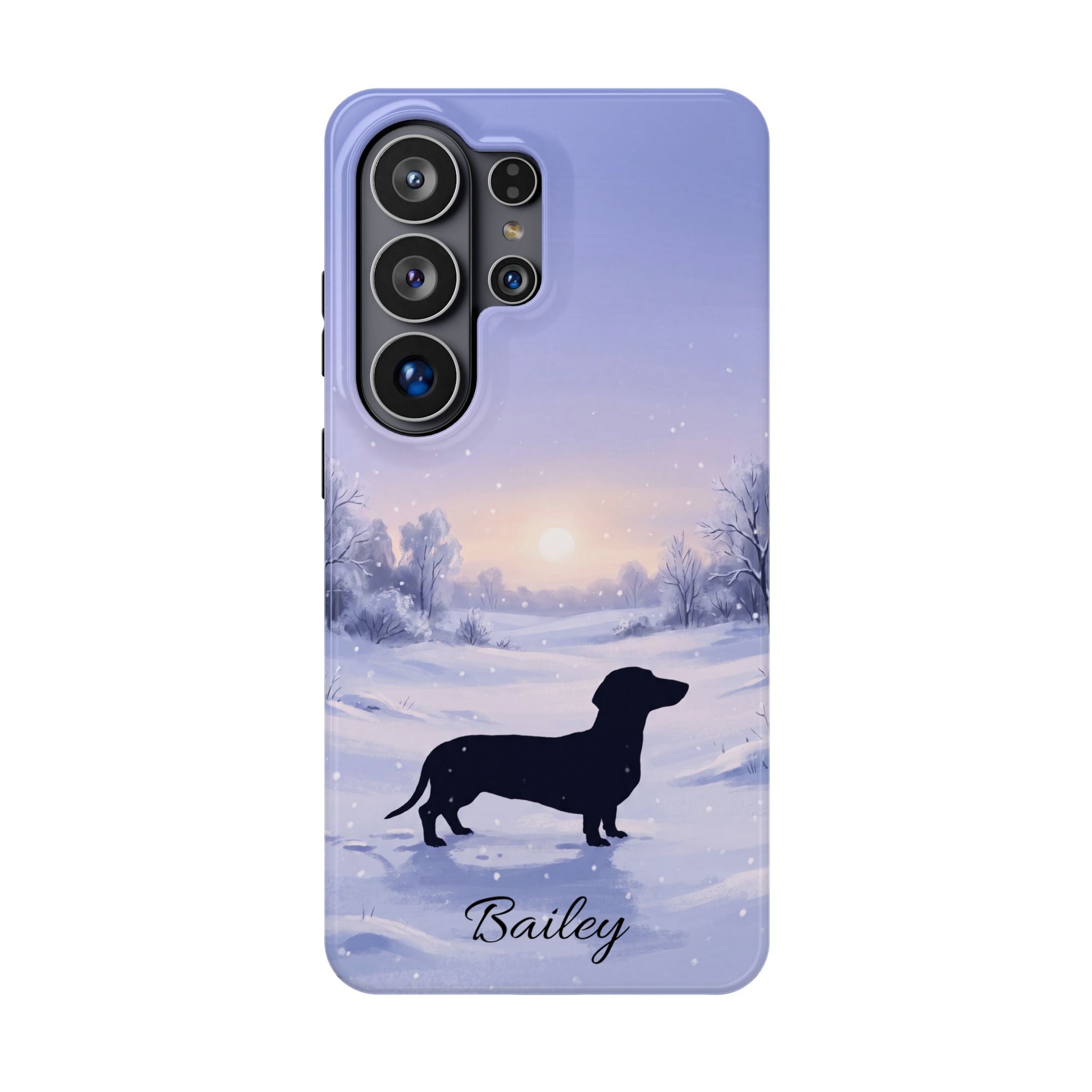 Personalized Dachshund Winter Snow Phone Case — Wireless Charging Cover
