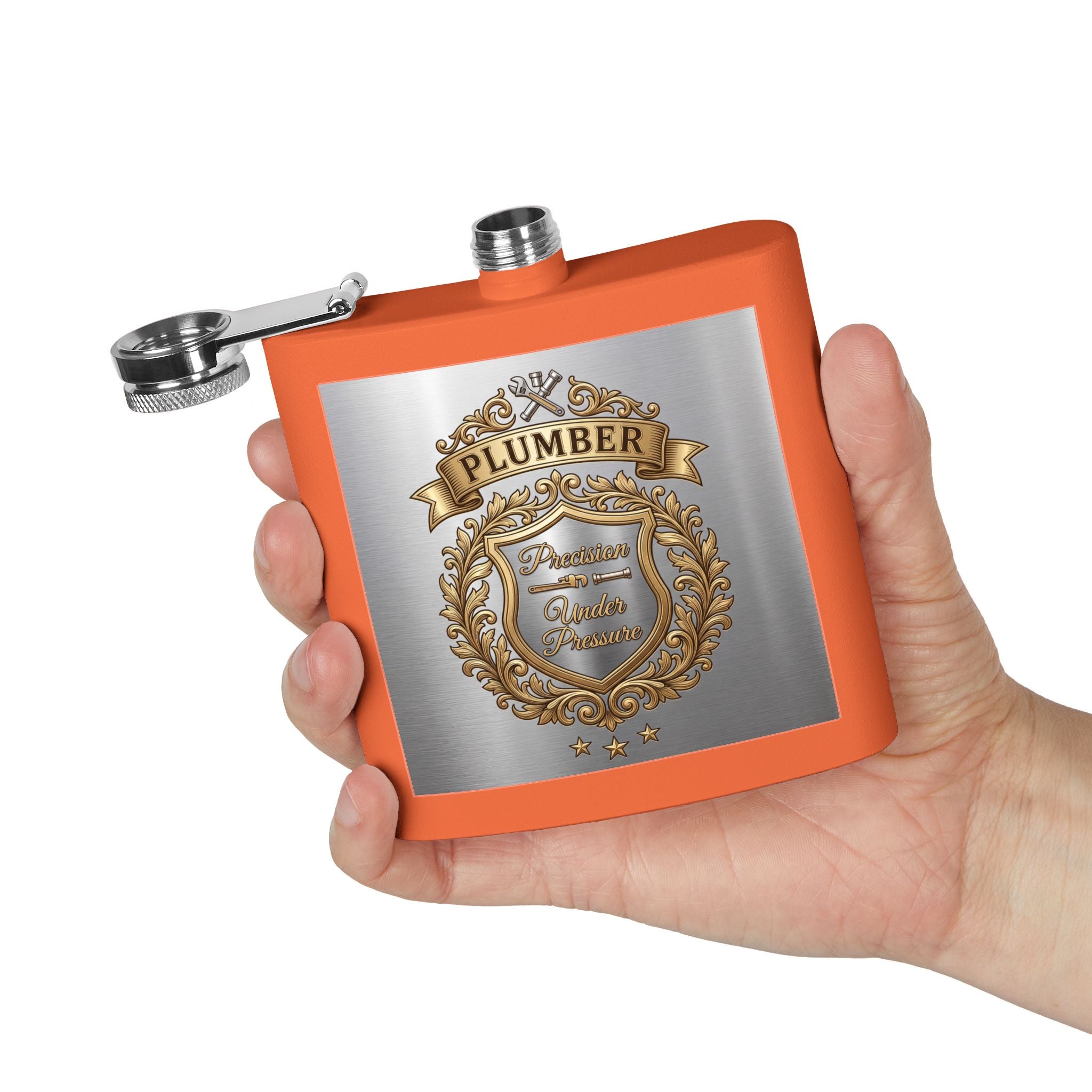 Flask — "Plumber: Precision Under Pressure" 6oz Stainless Steel Hip Flask