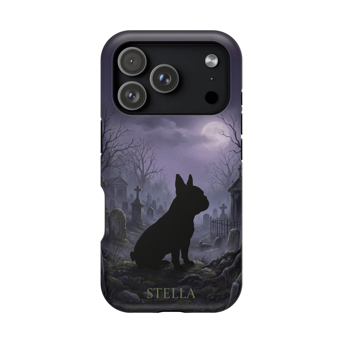 Personalized French Bulldog Moonlit Graveyard Phone Case — Wireless Charging Cover