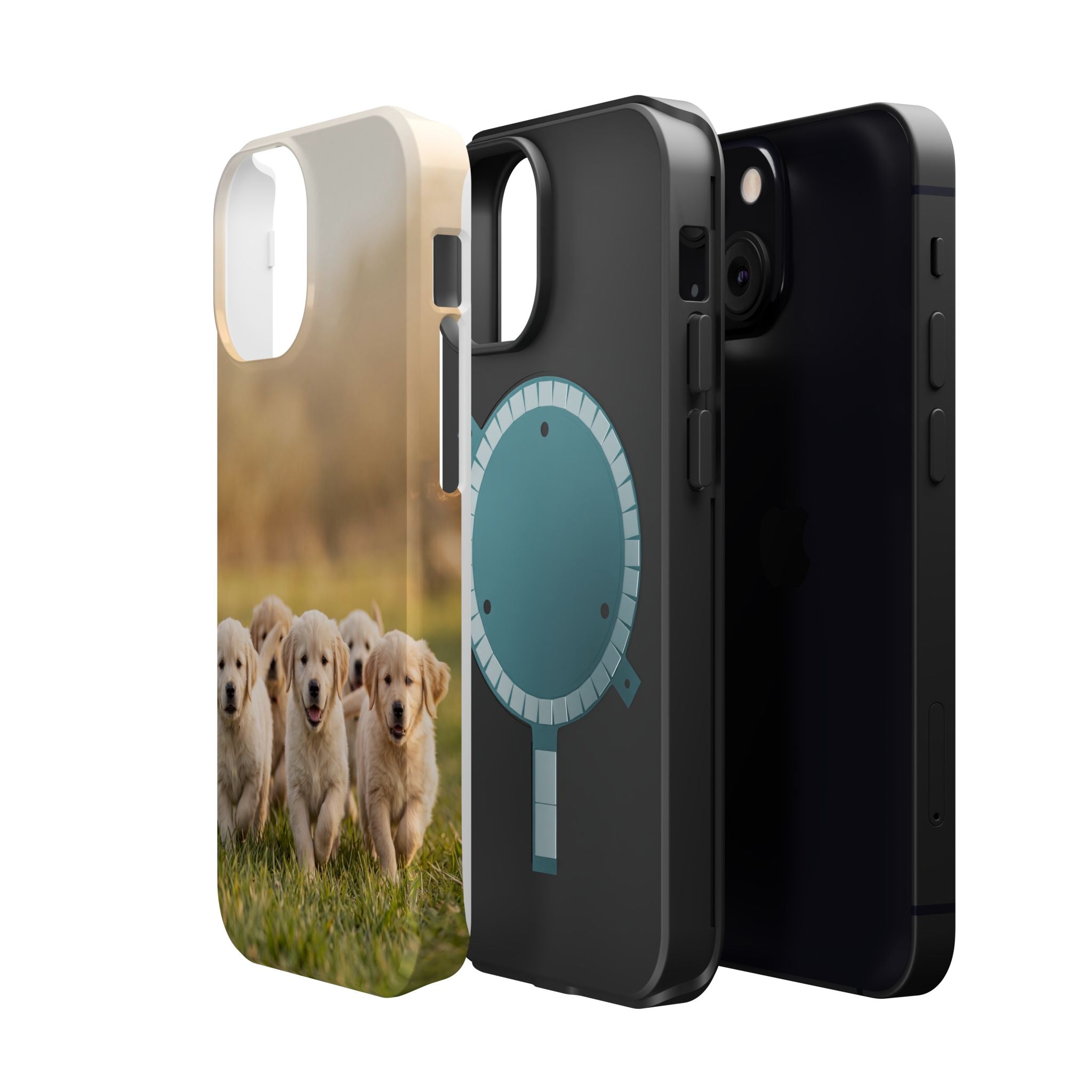 Golden Retriever Puppies Phone Case — Impact-Resistant Wireless Charging Cover