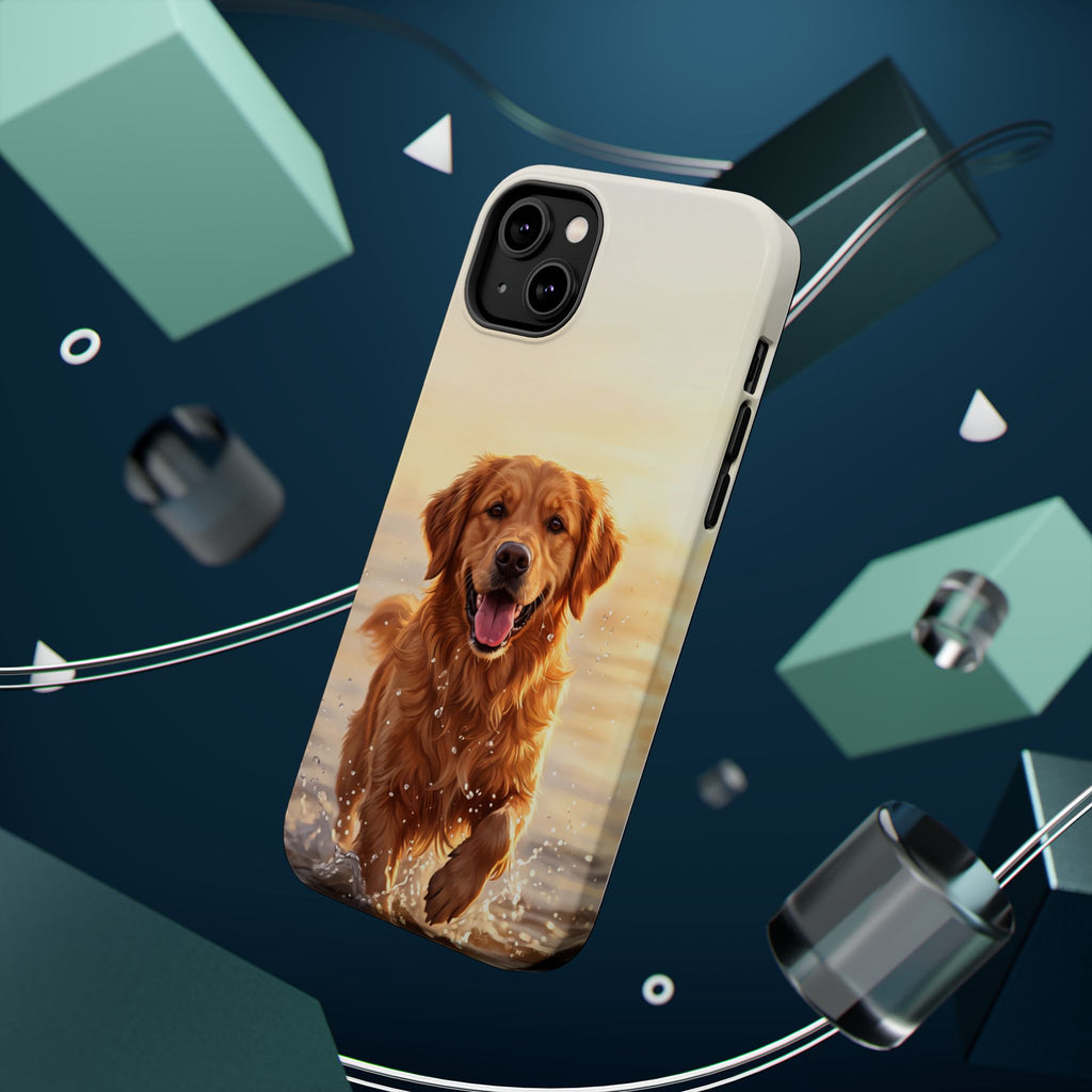 Beach Golden Retriever Phone Case — Impact-Resistant Wireless Charging Cover