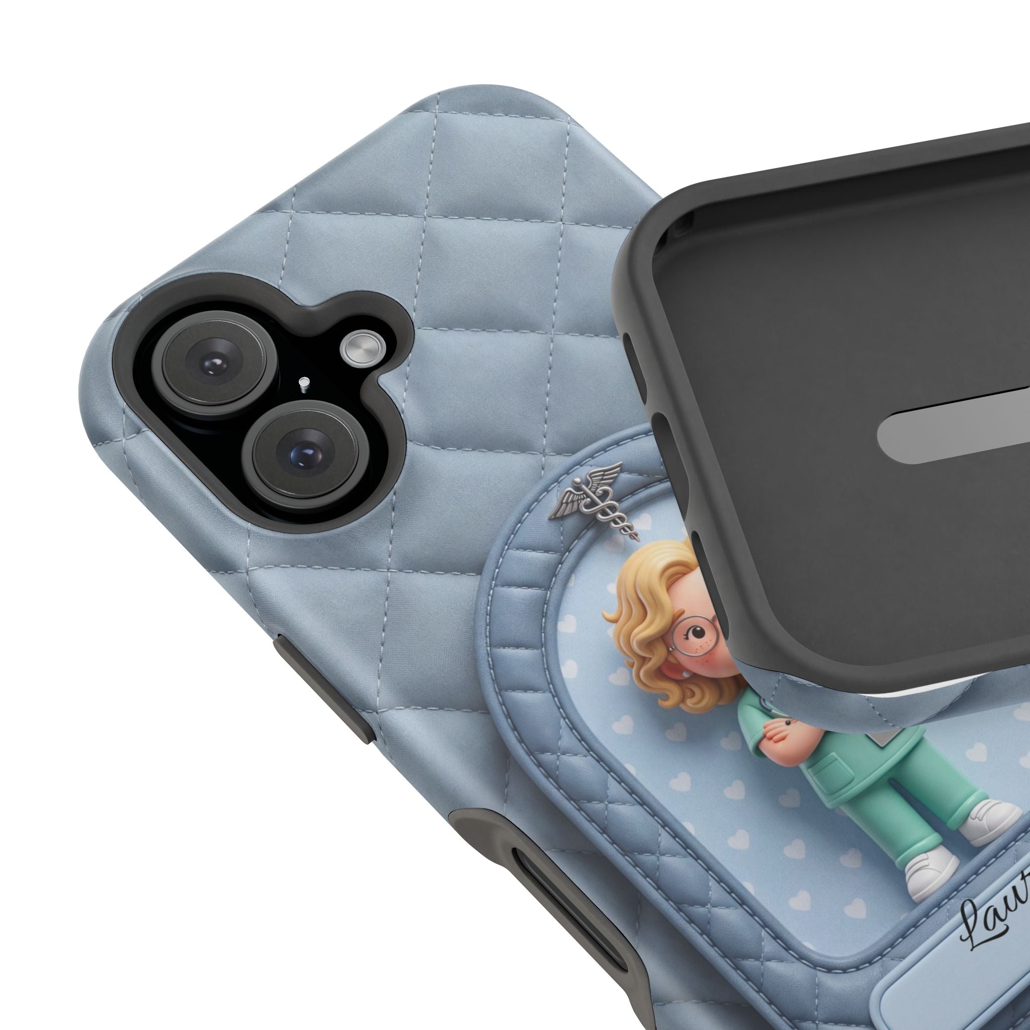 Personalized Quilted Nurse Phone Case — Wireless Charging Cover