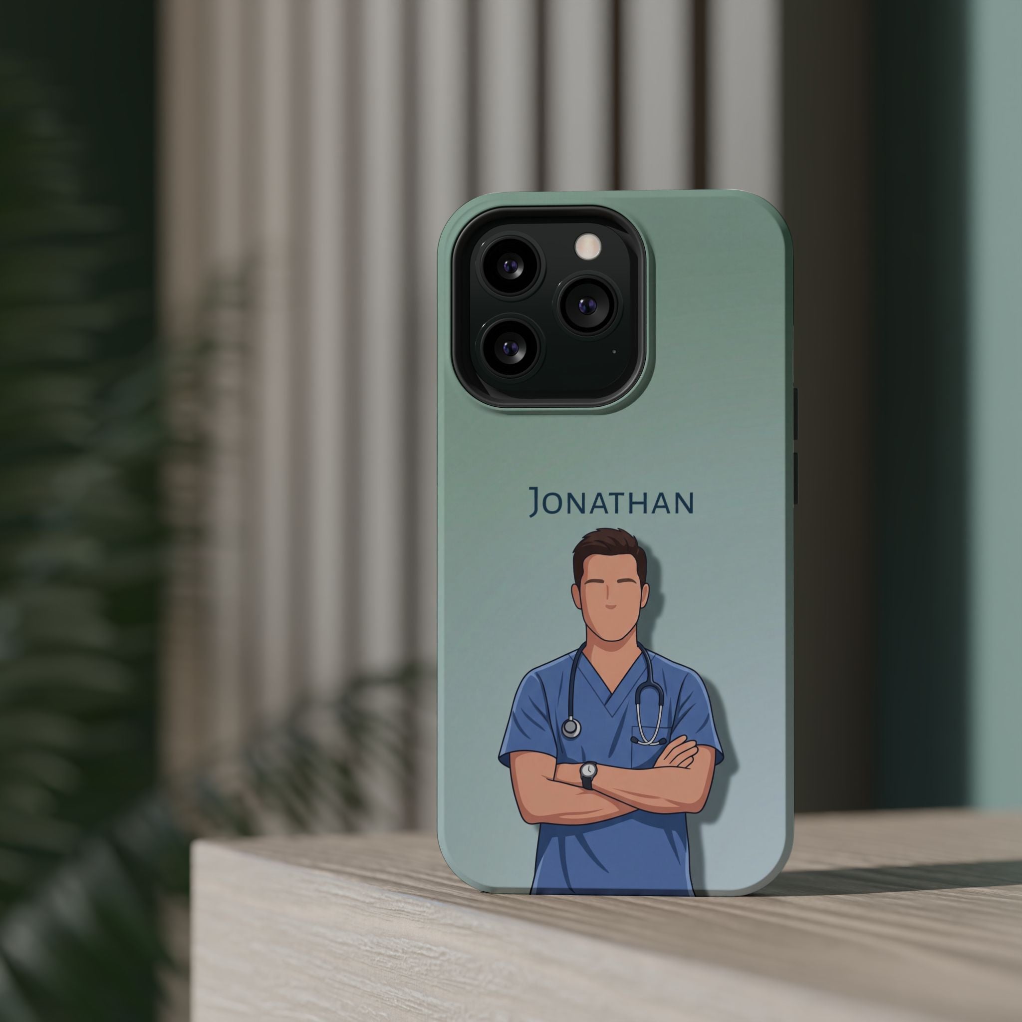 Personalized Nurse Portrait Phone Case — Impact-Resistant Wireless Charging Cover