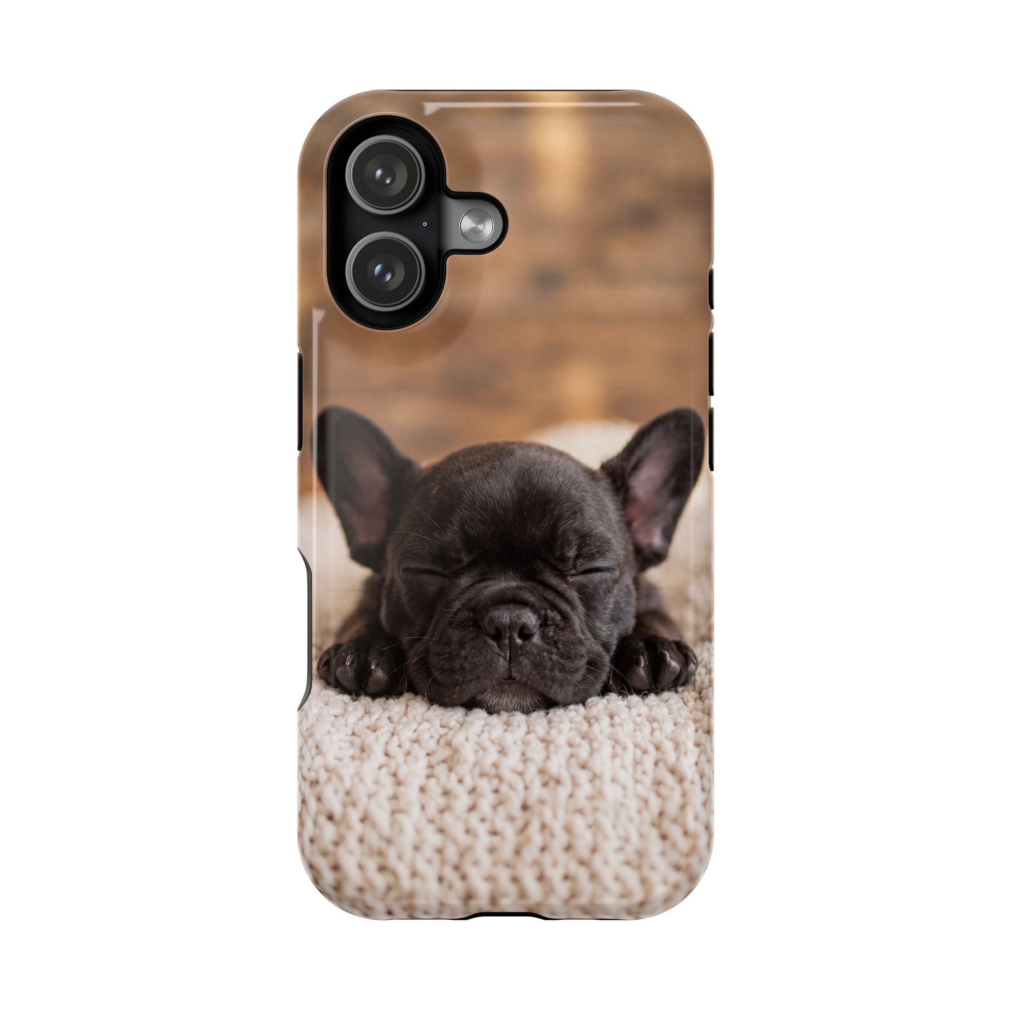 Sleepy French Bulldog Phone Case — Impact-Resistant Wireless Charging Cover