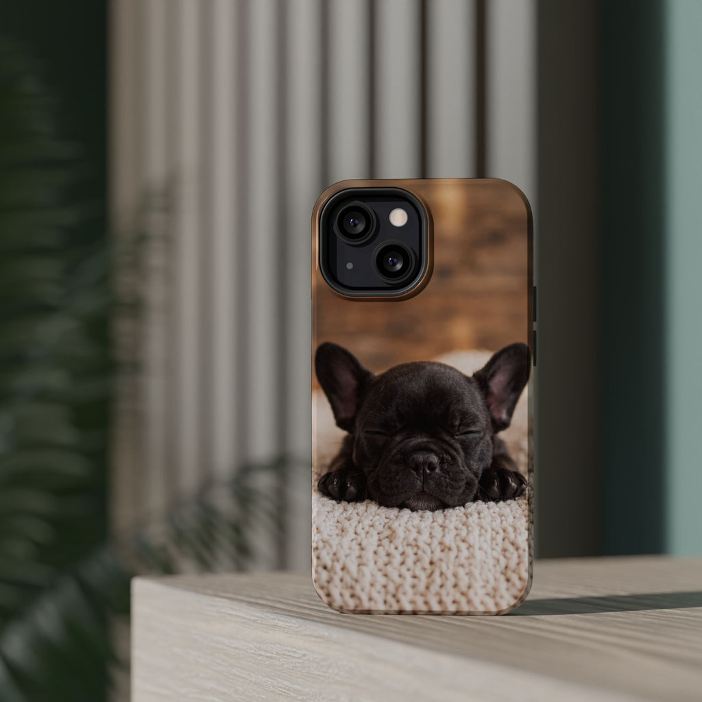 Sleepy French Bulldog Phone Case — Impact-Resistant Wireless Charging Cover