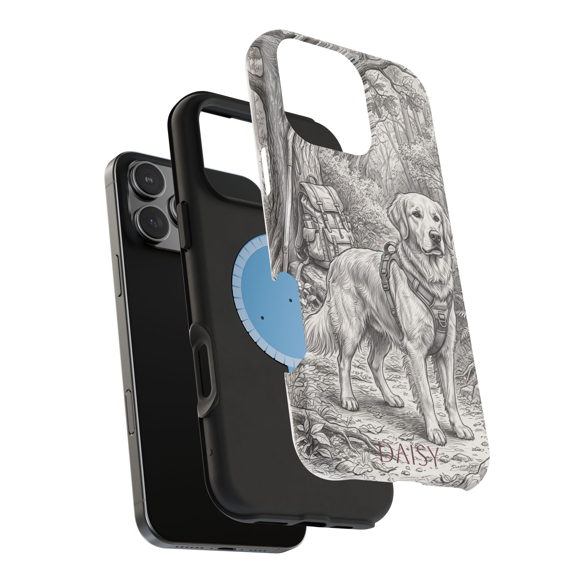 Personalized Golden Retriever Woodland Trail Phone Case — Wireless Charging Cover