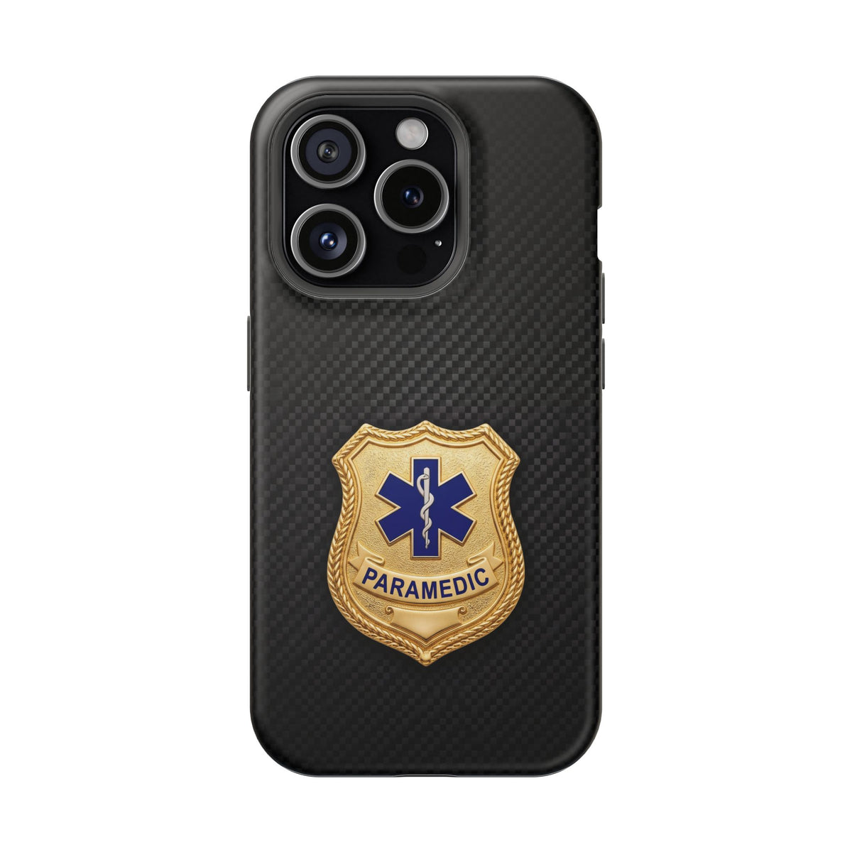 Gold Paramedic Badge Black Phone Case — Magnetic Wireless Charging Cover