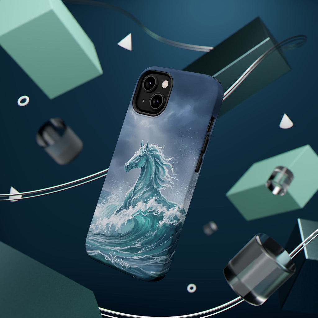 Personalized Ocean Wave Horse Phone Case — Tough Magnetic Case with Wireless Charging