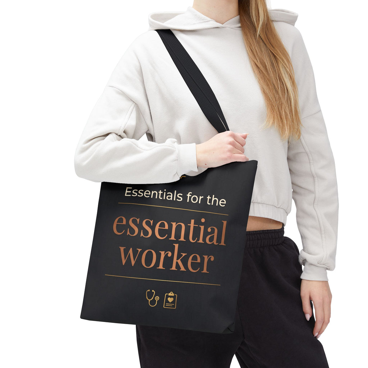 Essentials for the Essential Worker Tote | Healthcare Worker Gift Tote Bag | Nurse Doctor Appreciation Gift | Premium Polyester Carry-All