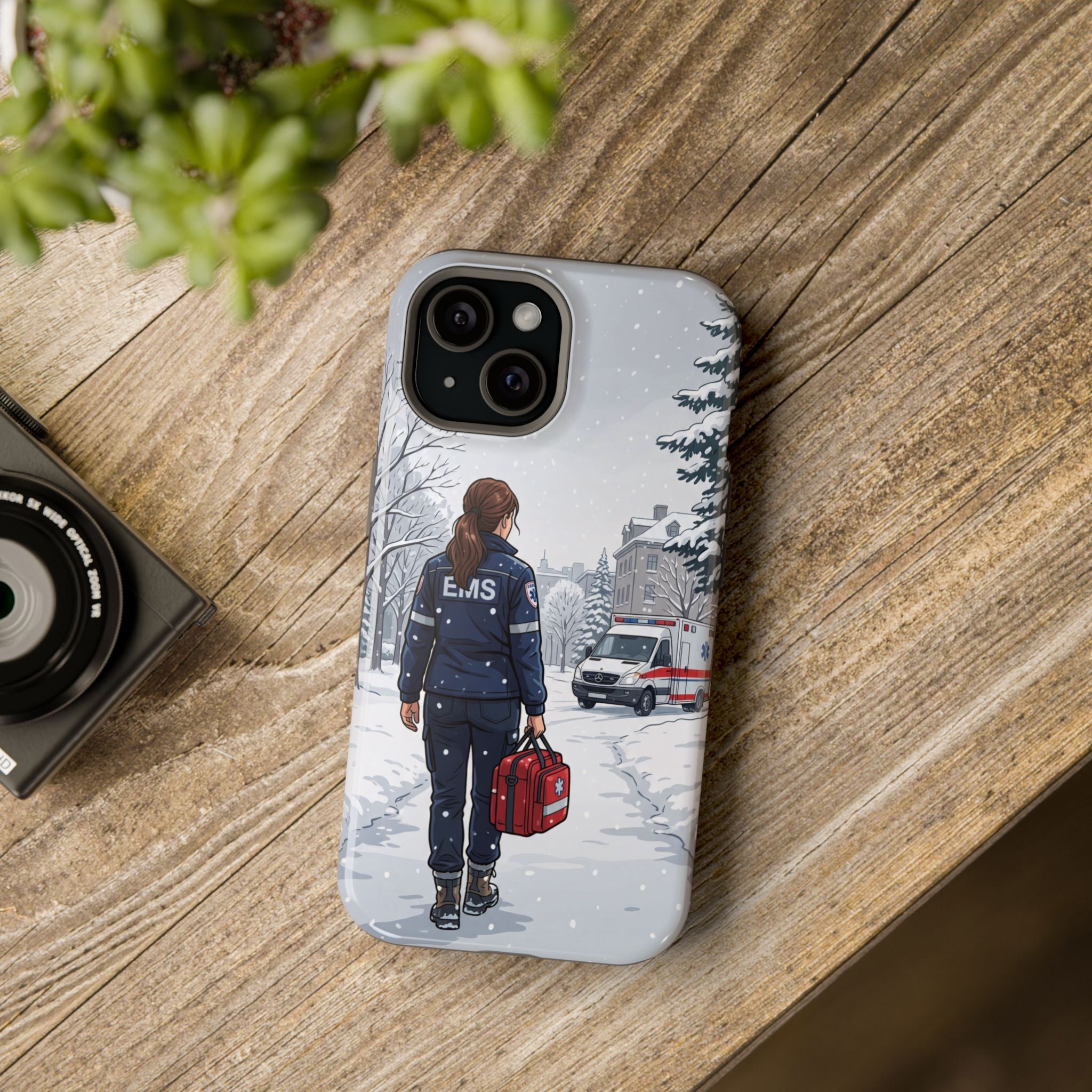 Paramedic/EMT Winter Phone Case — Magnetic Wireless Charging Cover