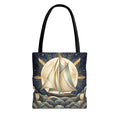 Art Deco Moonlit Sailboat Tote Bag – Starry Night Nautical Beach Bag
