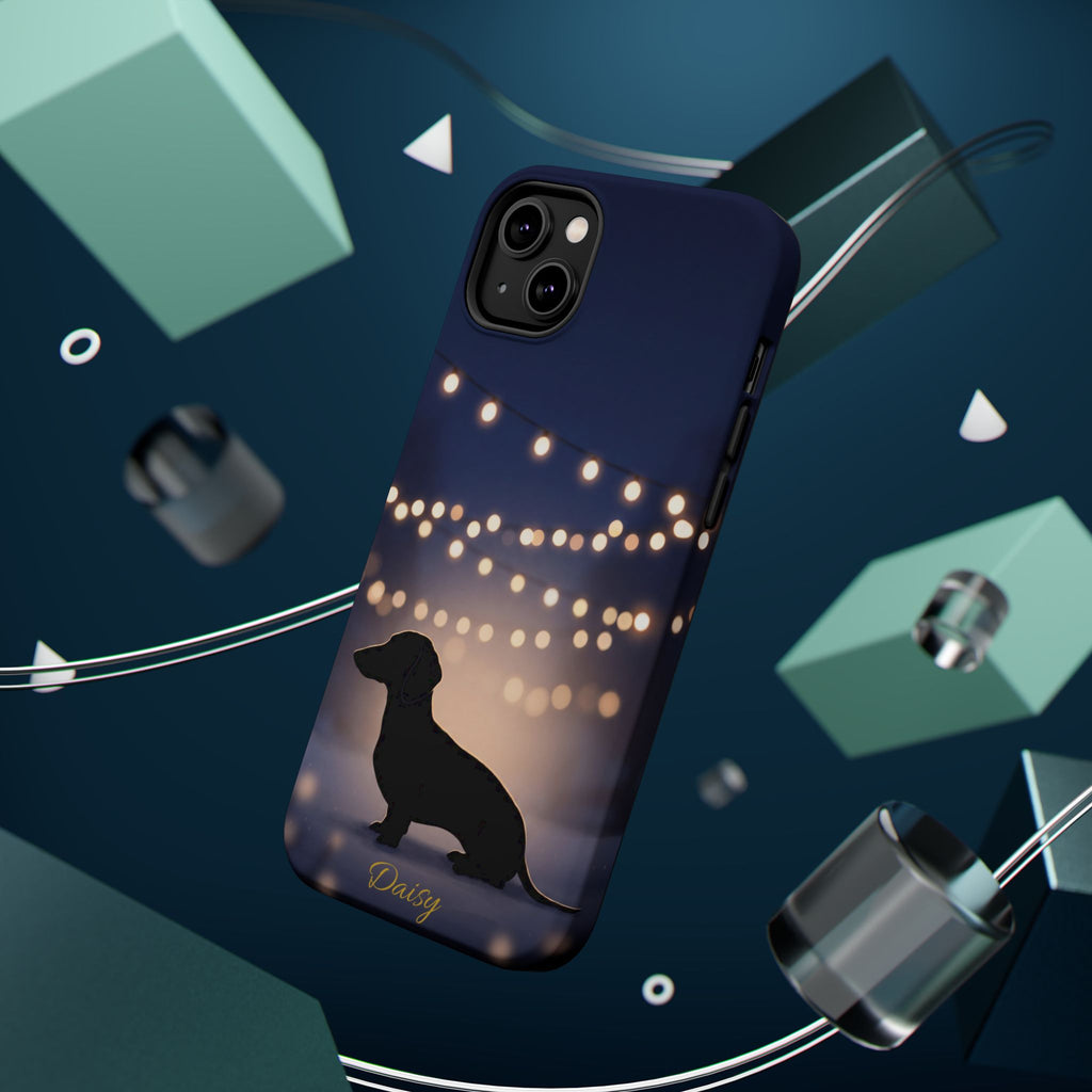 Personalized Dachshund Fairy Lights Phone Case — Wireless Charging Cover