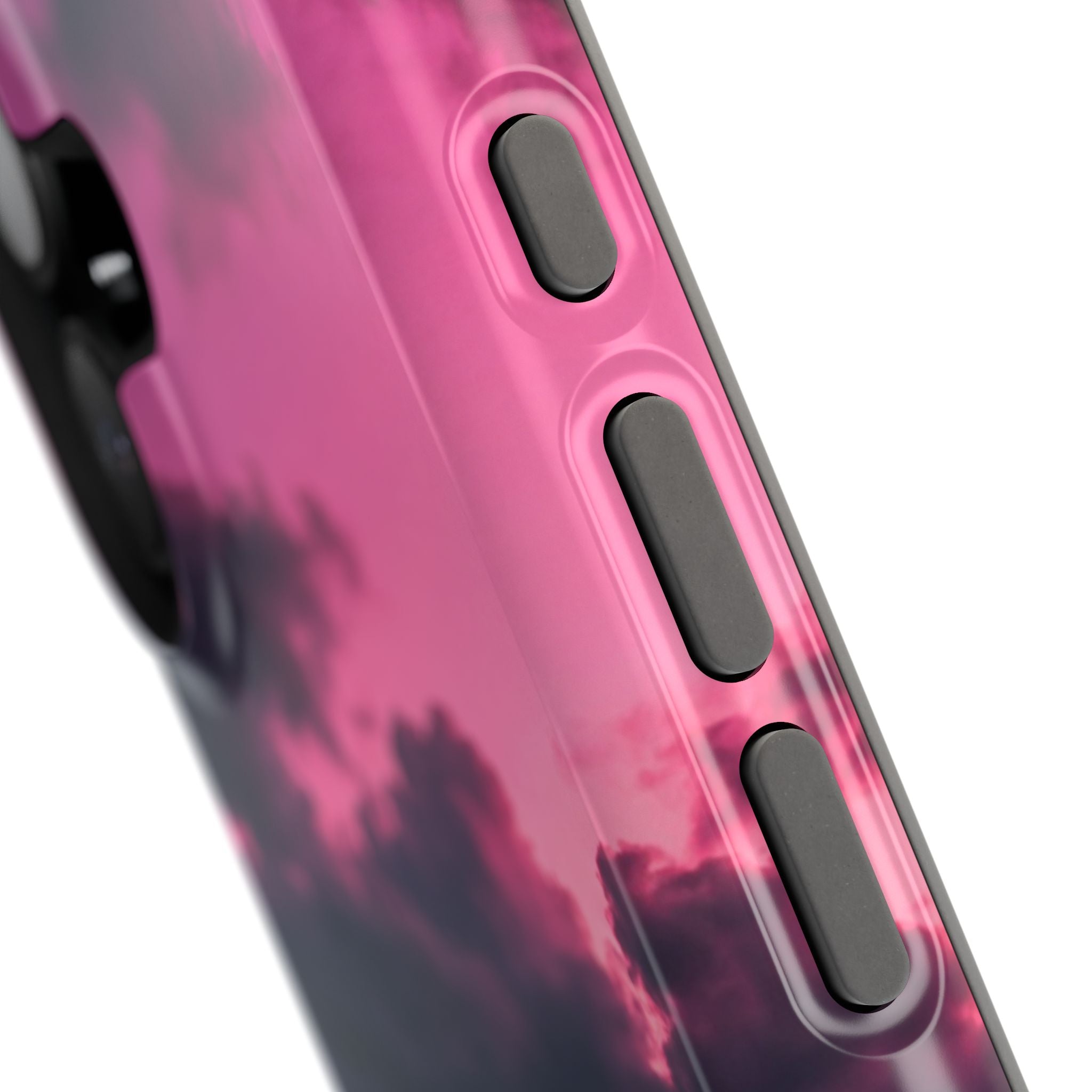 iPhone & Samsung Magnetic Impact-Resistant Phone Case — Pink Twilight Cloud with Paw Print