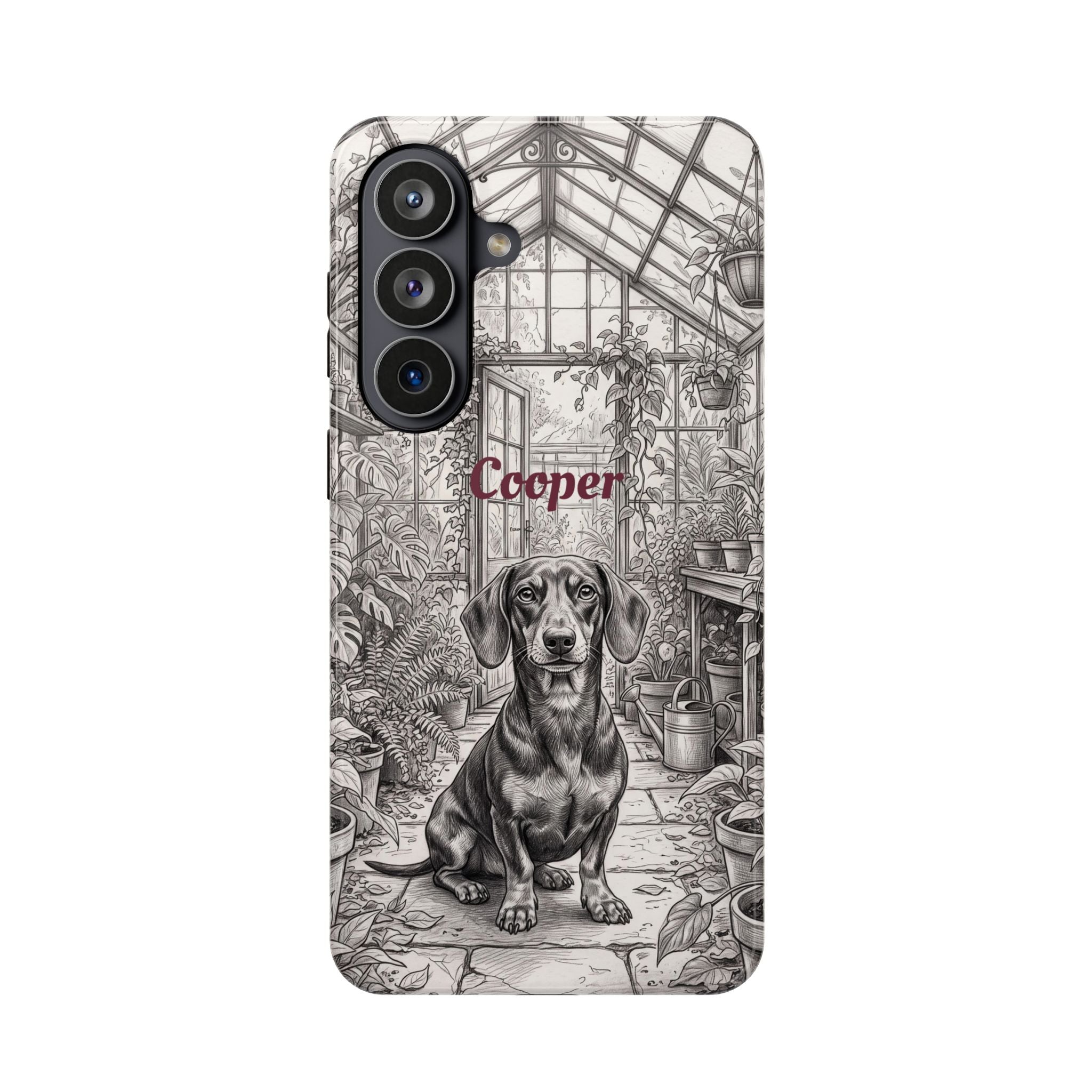 Personalized Dachshund Vintage Greenhouse Phone Case — Wireless Charging Cover