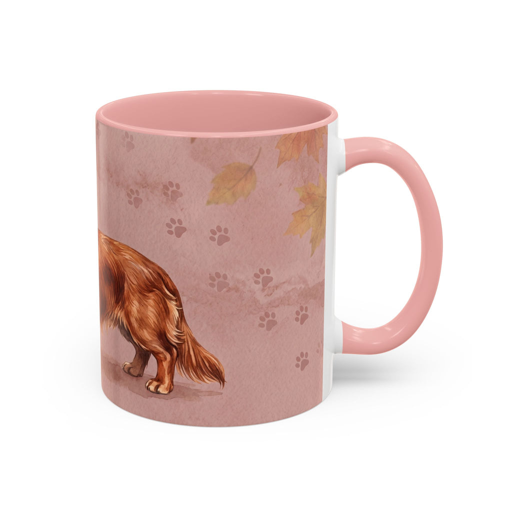 Dachshund Lover Mug | Long-Haired Wiener Dog with Plaid Bandana, Dusty Rose Watercolor Dog Gift